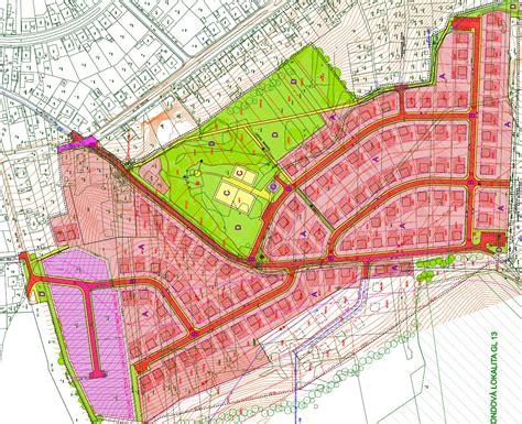 Ilustračný obrázok územného plánu s farebnými zónami