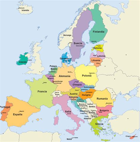 Mapa stredoeurópskeho regiónu s vyznačenými hlavnými mestami