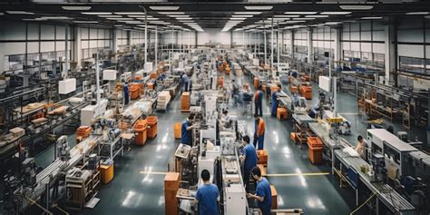 Workers in a modern factory setting