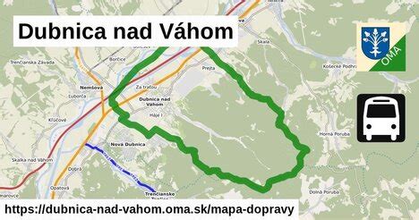 Mapa mesta Dubnica nad Váhom s vyznačenými lokalitami