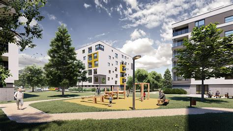 Vizualizácia modernej bytovej výstavby v mestskej časti