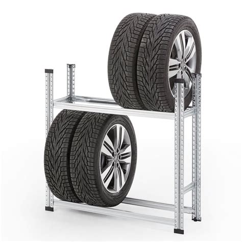 Regál na pneumatiky v garáži