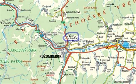 Mapa Ružomberka a okolia