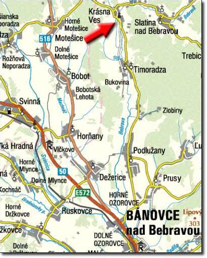 Mapa obce Vlkanová a jej okolia s vyznačenou blízkosťou k Banskej Bystrici a Zvolenu