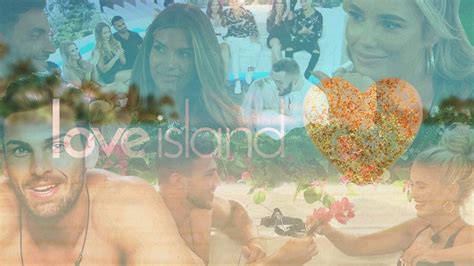 Zábavný vizuál s logom Love Island a ikonami srdca a palmy, symbolizujúci exotickú lokáciu.
