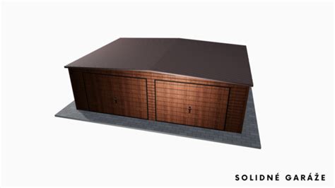 Vizualizácia plechovej garáže v imitácii dreva s detailmi