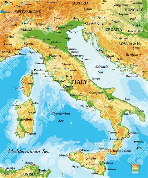 Mapa Talianska s vyznačenými regiónmi