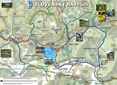 Mapa Slovenského raja s vyznačenou Dobšinskou ľadovou jaskyňou