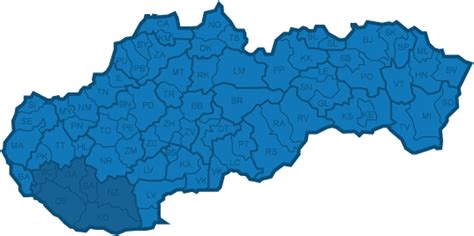 Mapa regiónu Podunajsko s vyznačeným mestom Šahy a jeho blízkosťou k hranici s Maďarskom