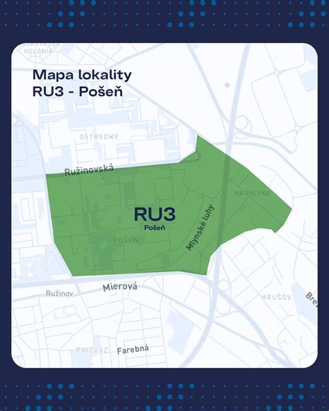 Mapa lokality Ružinov s vyznačeným pozemkom pre polyfunkčný dom