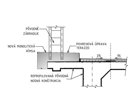 Detail rekonštruovaných častí Kolonádového mosta