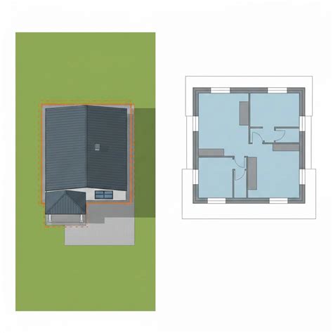 Mapa ukazujúca rozdiely v zastavanej ploche bungalovu a poschodového domu na rovnakom pozemku