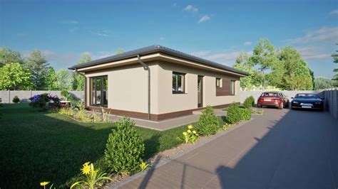 Vizualizácia bungalovu postaveného na svahovitom pozemku