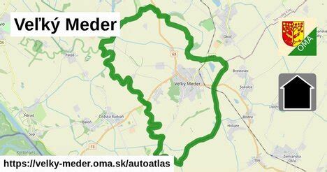 Mapa s vyznačenou oblasťou Ižop a Veľký Meder