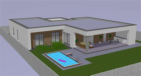 Ilustrácia moderného domu s plochou strechou a strešným svetlíkom