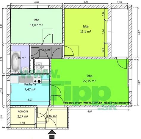 Pôdorys typického bytu Bauring