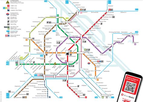 Mapa Viedne s vyznačením obvodov a verejnej dopravy