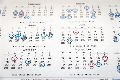 Calendar with marked dates