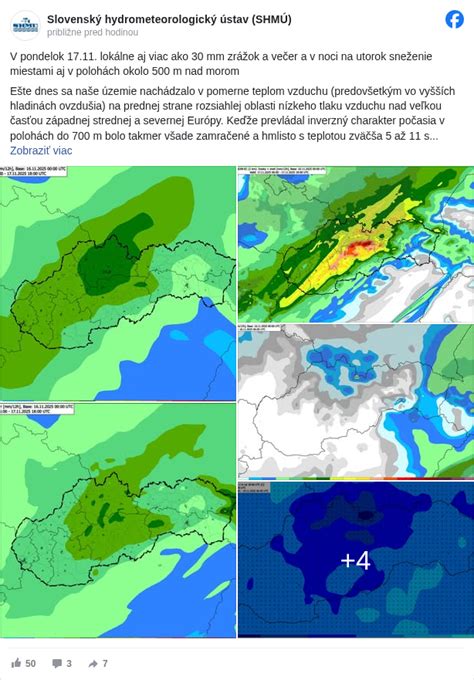 Mapa znázorňujúca oblasti s vysokým vetrom a zrážkami