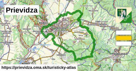 Mapa okresu Prievidza s vyznačenými pohoriami