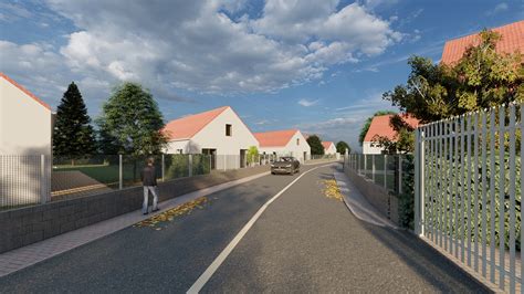 Ilustračný obrázok novovybudovanej ulice s rodinnými domami