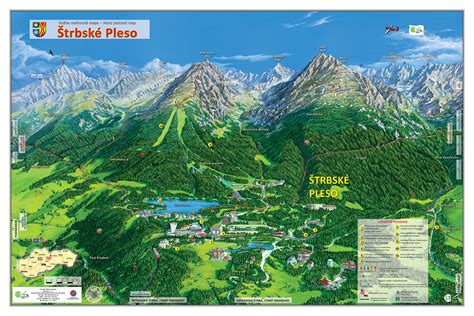 Mapa okolia Štrbského Plesa s vyznačenými atrakciami