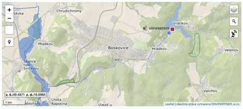 Mapa Sabinova s vyznačeným centrom