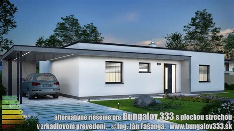 Moderný bungalov s plochou strechou a prístreškom pre auto