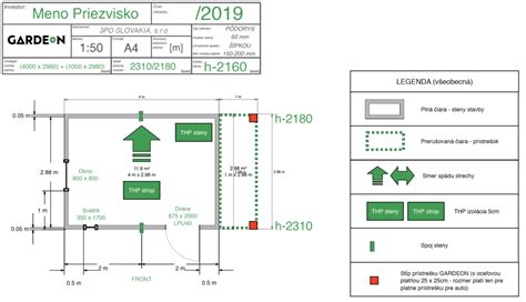 Situačný výkres umiestnenia záhradného domčeka na hranici pozemku so susedom