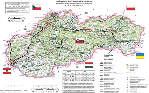 Mapa južného Slovenska s vyznačenými hlavnými mestami a cestnými ťahmi