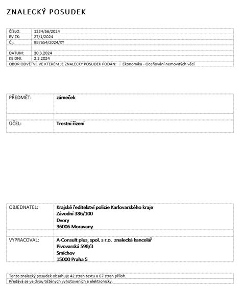 štruktúra znaleckého posudku