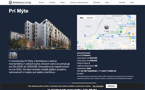 Mapa okolia projektu Pri Mýte s vyznačenými bodmi záujmu