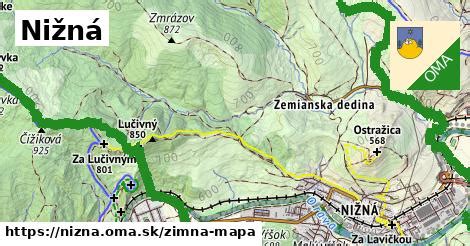 Mapa obce Nižná Hutka a okolia
