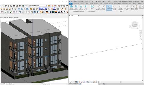 Ukážka BIM modelu v programe Revit zobrazujúca rôzne stavebné prvky