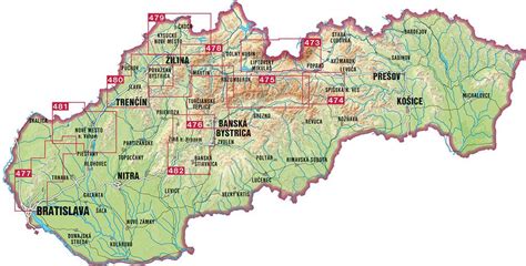 Mapa regiónu Veľká Fatra a Kremnické vrchy