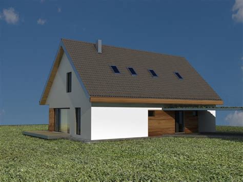 Ilustračný obrázok moderného bungalovu s obytným podkrovím.