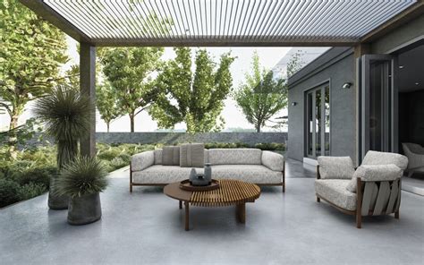 Ilustrácia modernej terasy s prístreškom