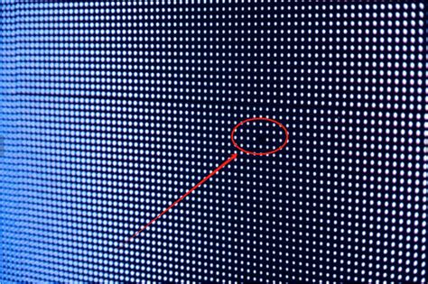 Detailný pohľad na pixely LED obrazovky