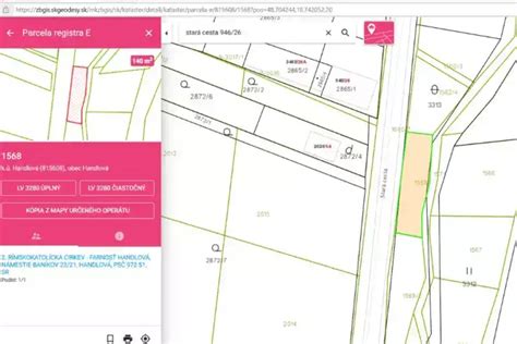 Ilustrácia katastrálnej mapy s vyznačenými parcelami