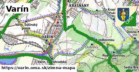 mapa obce Varín s vyznačenými novými obytnými zónami