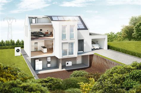 Ilustrácia moderného nízkoenergetického domu s fotovoltaickými panelmi