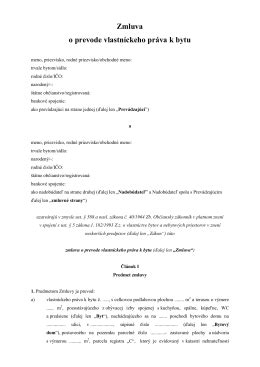 Zmluva o prevode nehnuteľnosti