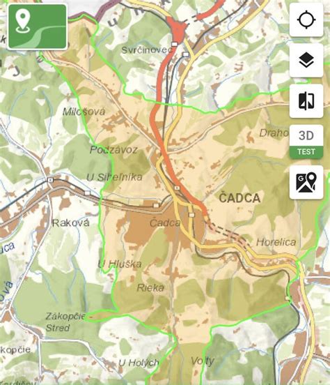 mapa sídliska Žarec v Čadci