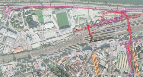 Mapa železničného uzla Žilina s vyznačenými modernizovanými úsekmi