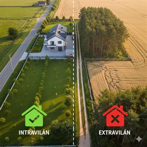 Ilustrácia znázorňujúca rozdiel medzi intravilánom a extravilánom