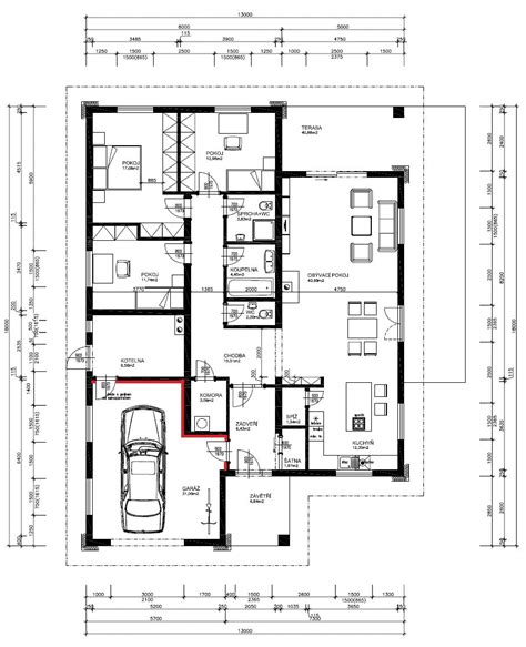 Schéma garáže v suteréne rodinného domu