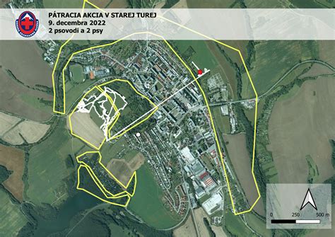 Mapa okolia Starej Turej s vyznačenými rekreačnými oblasťami