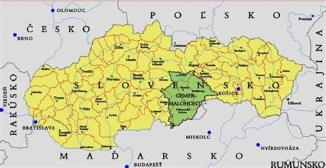 Mapa regiónu Gemer