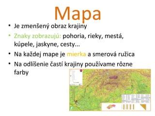 Ilustrácia zobrazujúca rôzne typy geografických názvov (rieky, hory, obce)