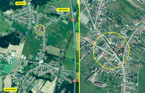 Mapa obce Sekule s vyznačenými výhodami
